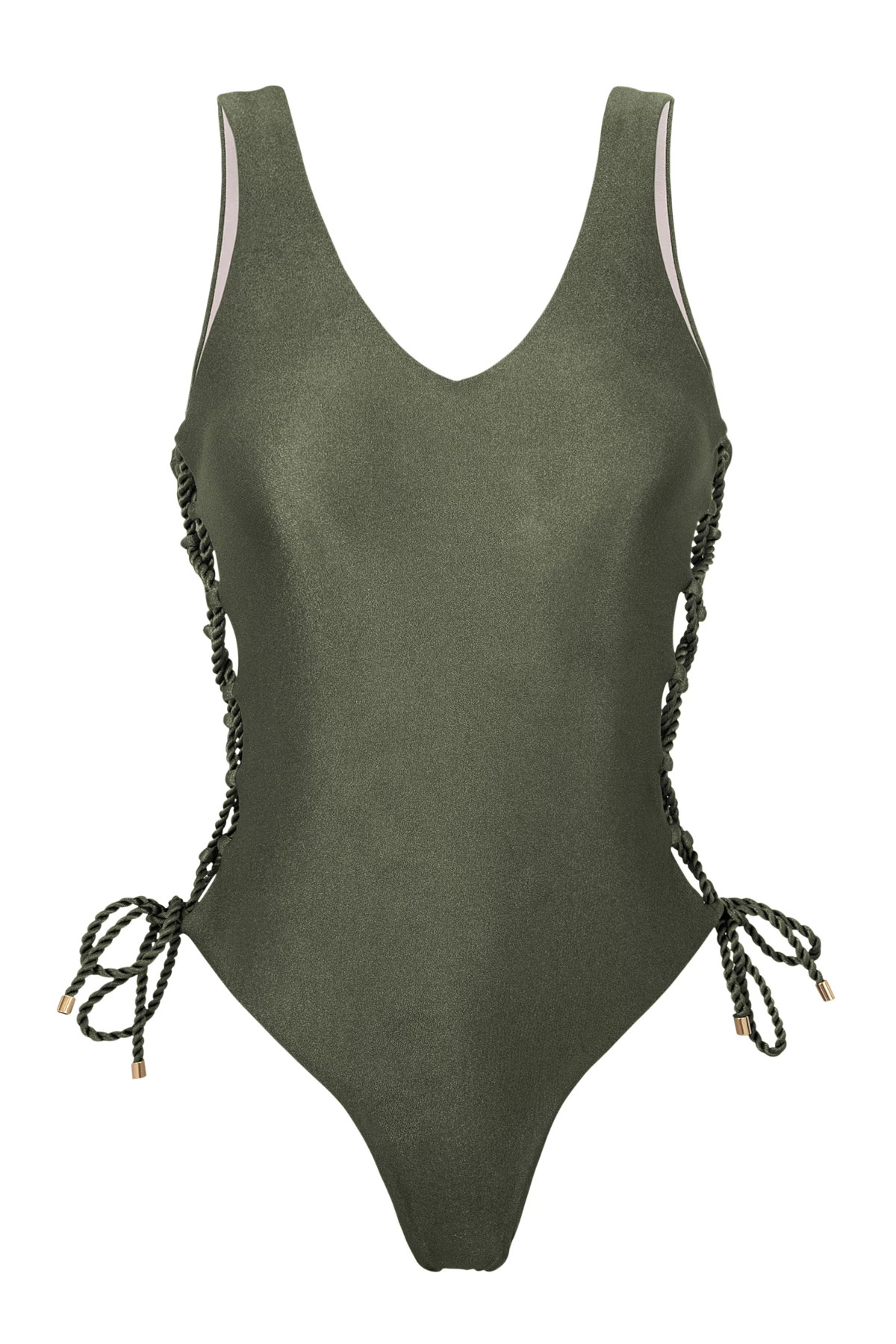 SHIMMER CROCO Zoe Lace Up One Piece Swimsuit image number 3