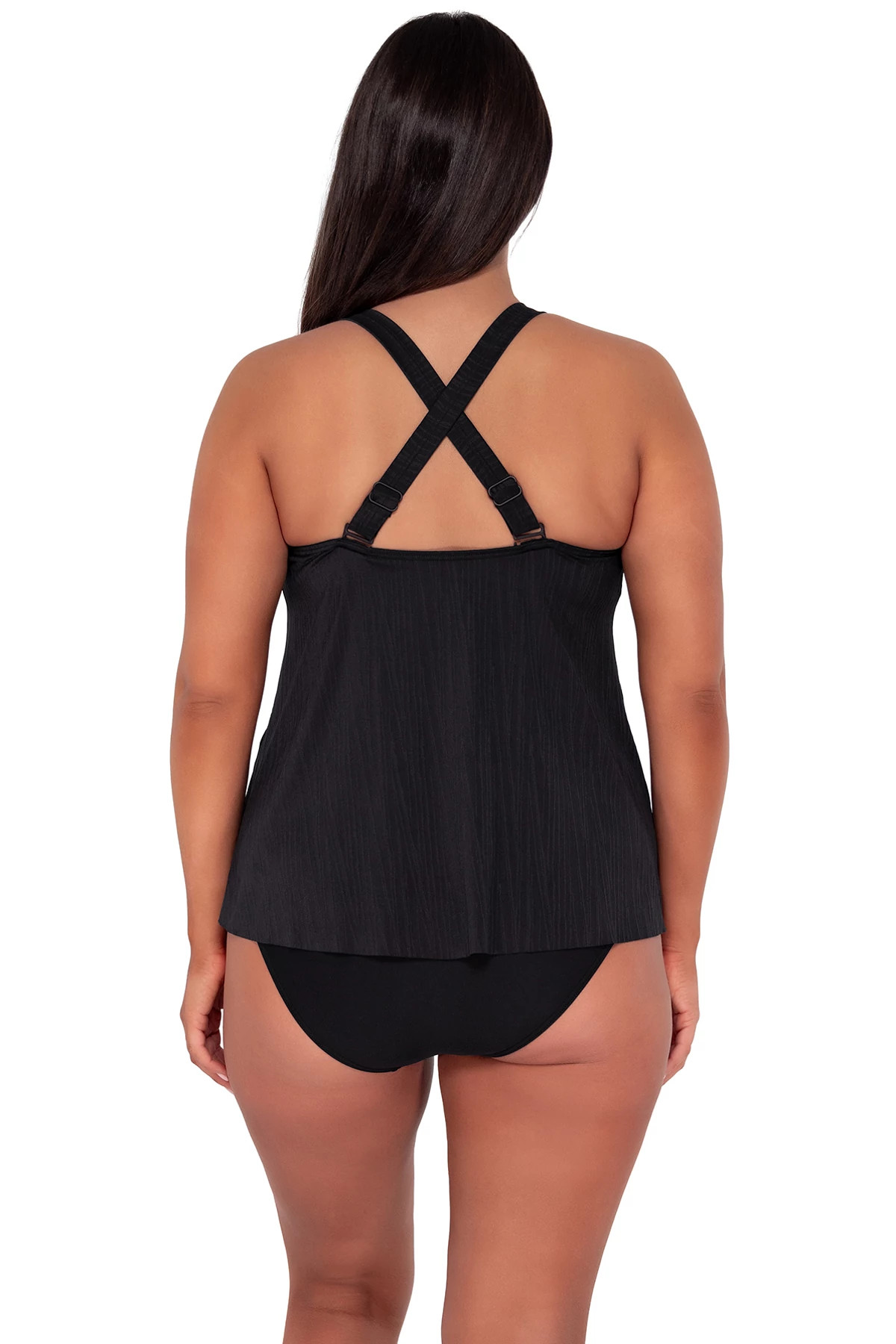 BLACK SEAGRASS TEXTURE Sadie Tankini Top image number 2