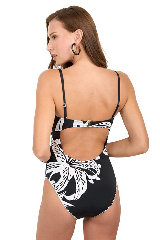 BLACK SANDS Whipstitch Bandeau One Piece Swimsuit