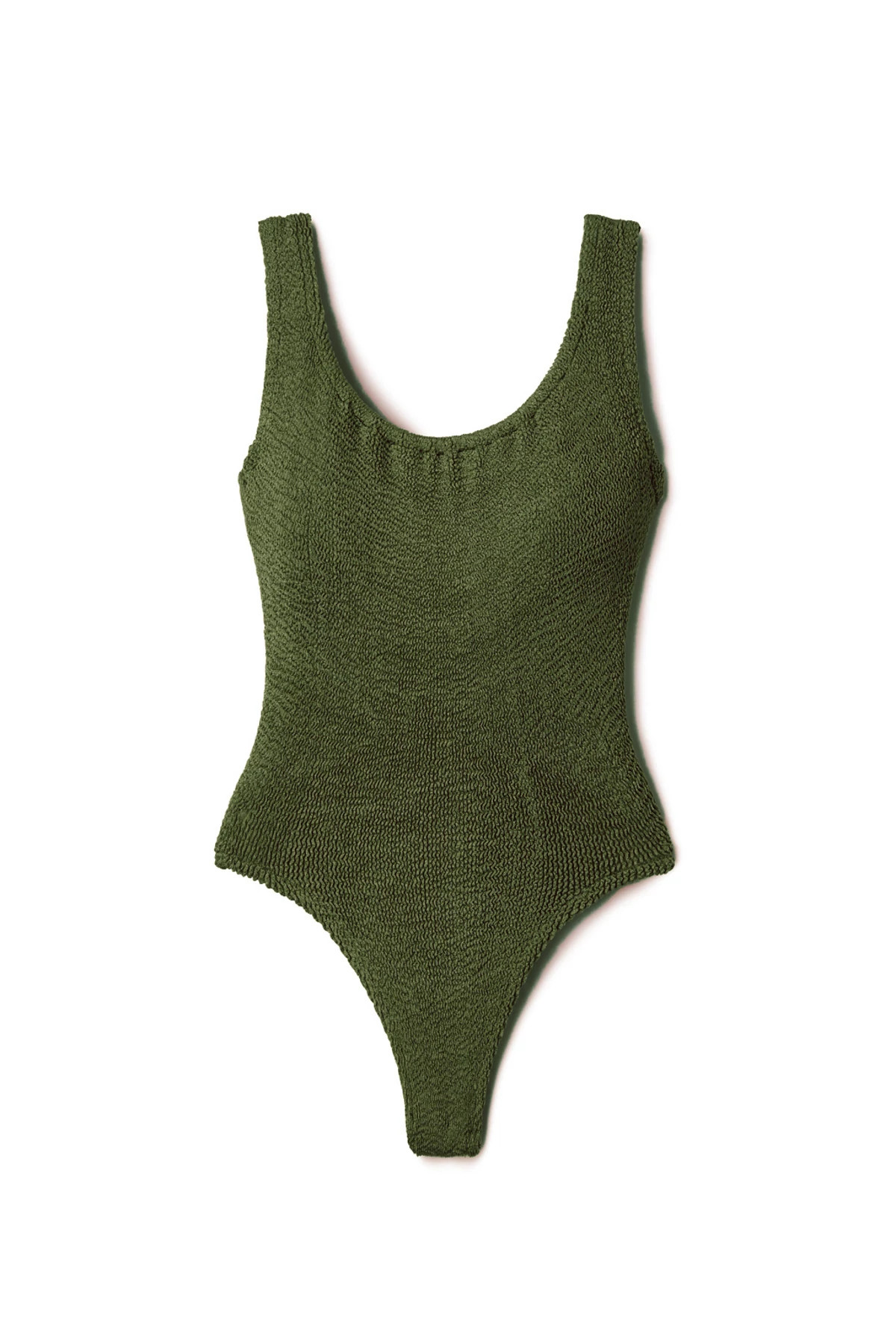 METALLIC KHAKI Classic Square Neck One Piece Swimsuit image number 3