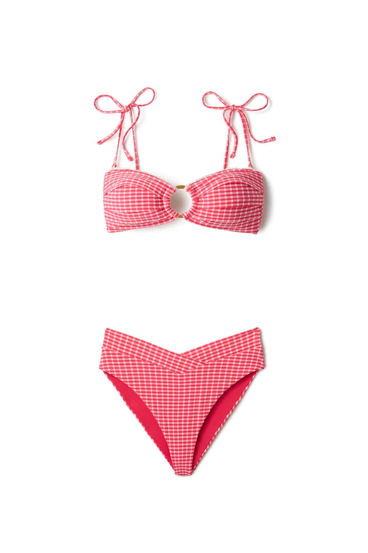 CHERRY GINGHAM Lido Gingham High Waist Bikini Bottom image number 3