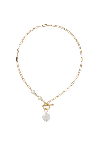 GOLD Pearl Toggle Necklace