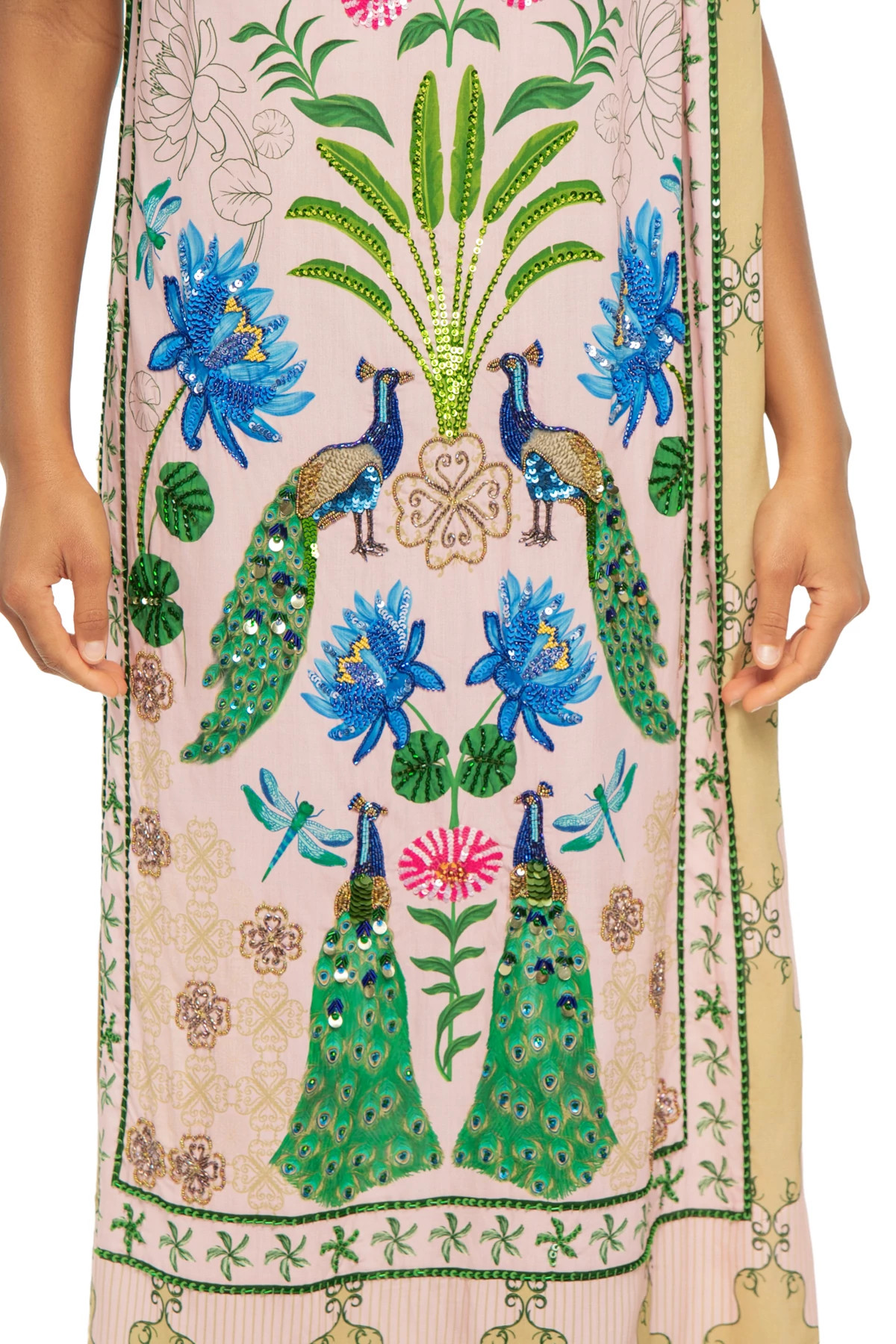 BLUSH AND SAND PEACOCK PANEL Toga Maxi Dress image number 5