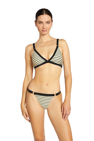 ECRU/BLACK Triangle Bikini Top