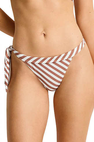 TAN Striped Tie Side Bikini Bottom