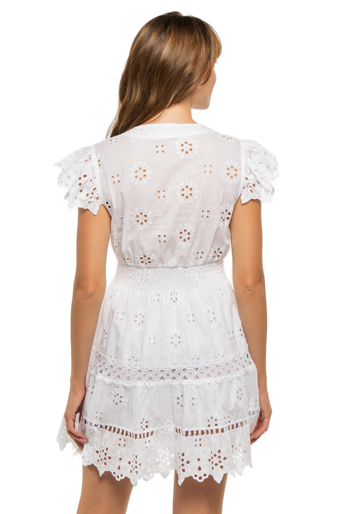 WHITE/WHITE Gaiola Embroidered Mini Dress image number 2