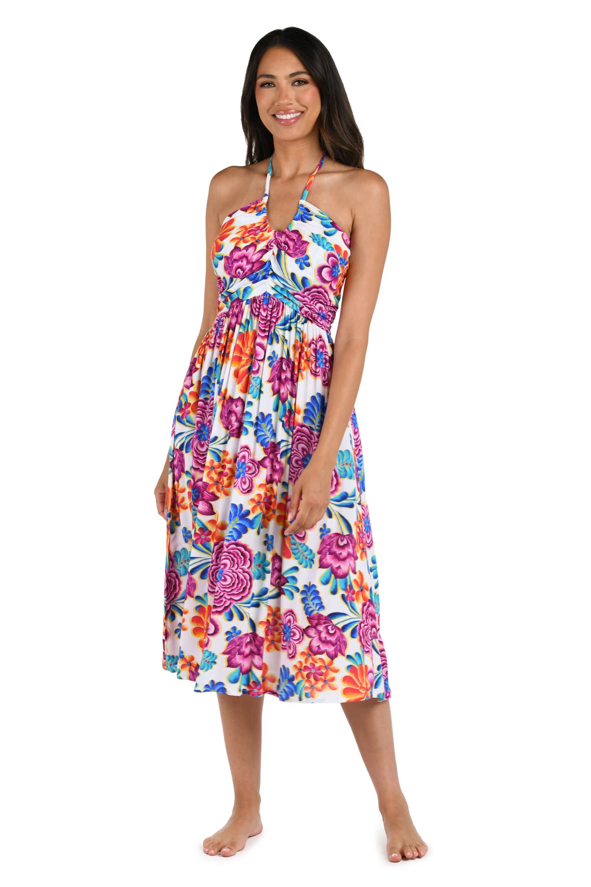 MULTI Halter Midi Dress image number 1