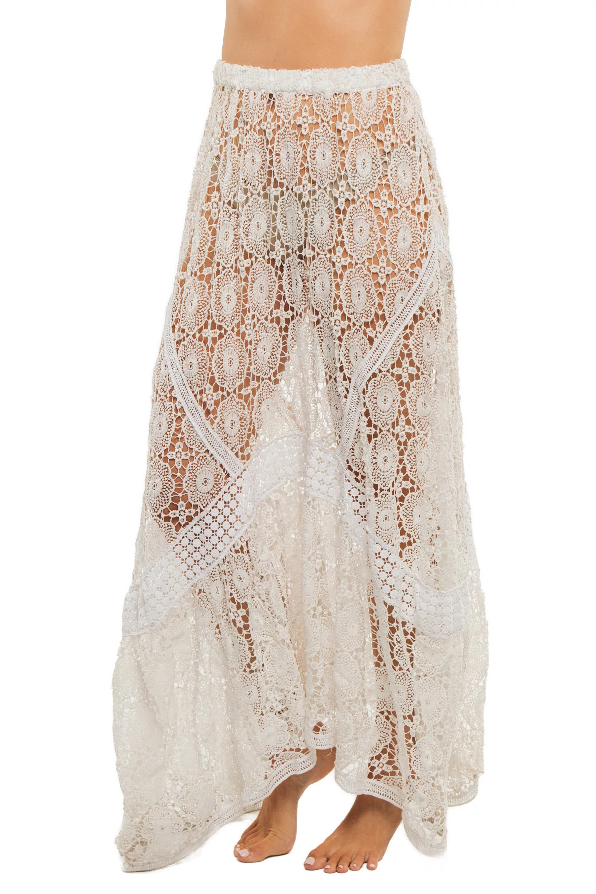 WHITE PRINTED LACE Dalia Lace Maxi Skirt image number 1