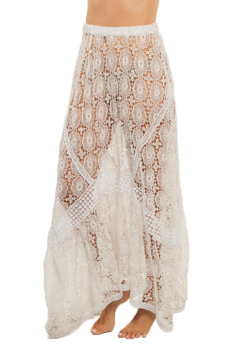 WHITE PRINTED LACE Dalia Lace Maxi Skirt