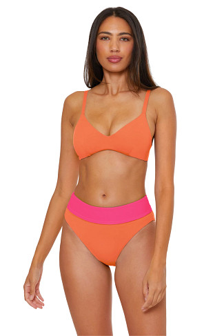 PUNCH/CORAL ROSE Audrey Reversible Bralette Bikini Top