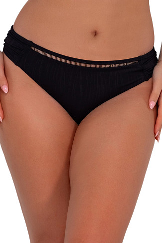 BLACK SEAGRASS TEXTURE Audra Tab Side Hipster Bikini Bottom
