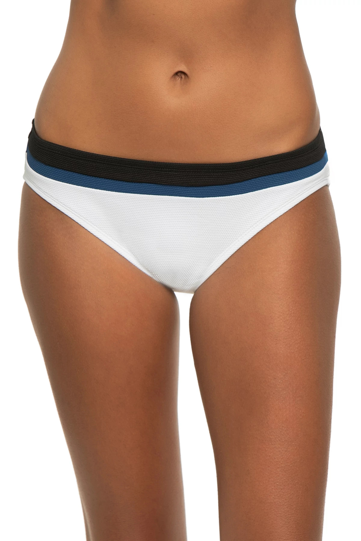 WHITE Colorblock Banded Hipster Bikini Bottom image number 1