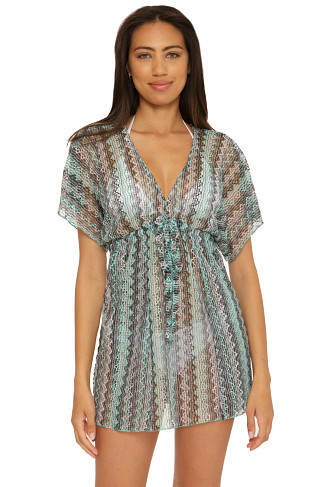 ICED AQUA/BLACK Seine Crochet Tunic