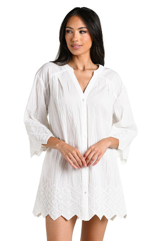 WHITE Crinkle Cotton Sequin Tunic Cover Up
