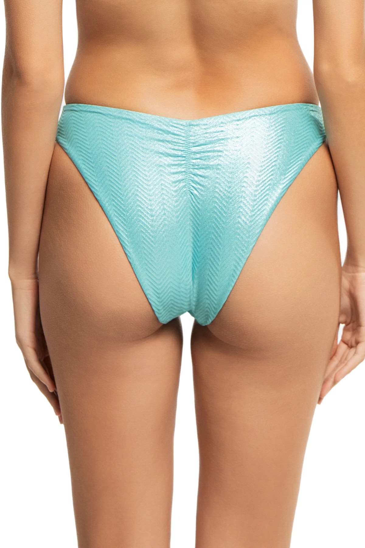 AQUA METALLIC Malibu Brazilian Bikini Bottom image number 2