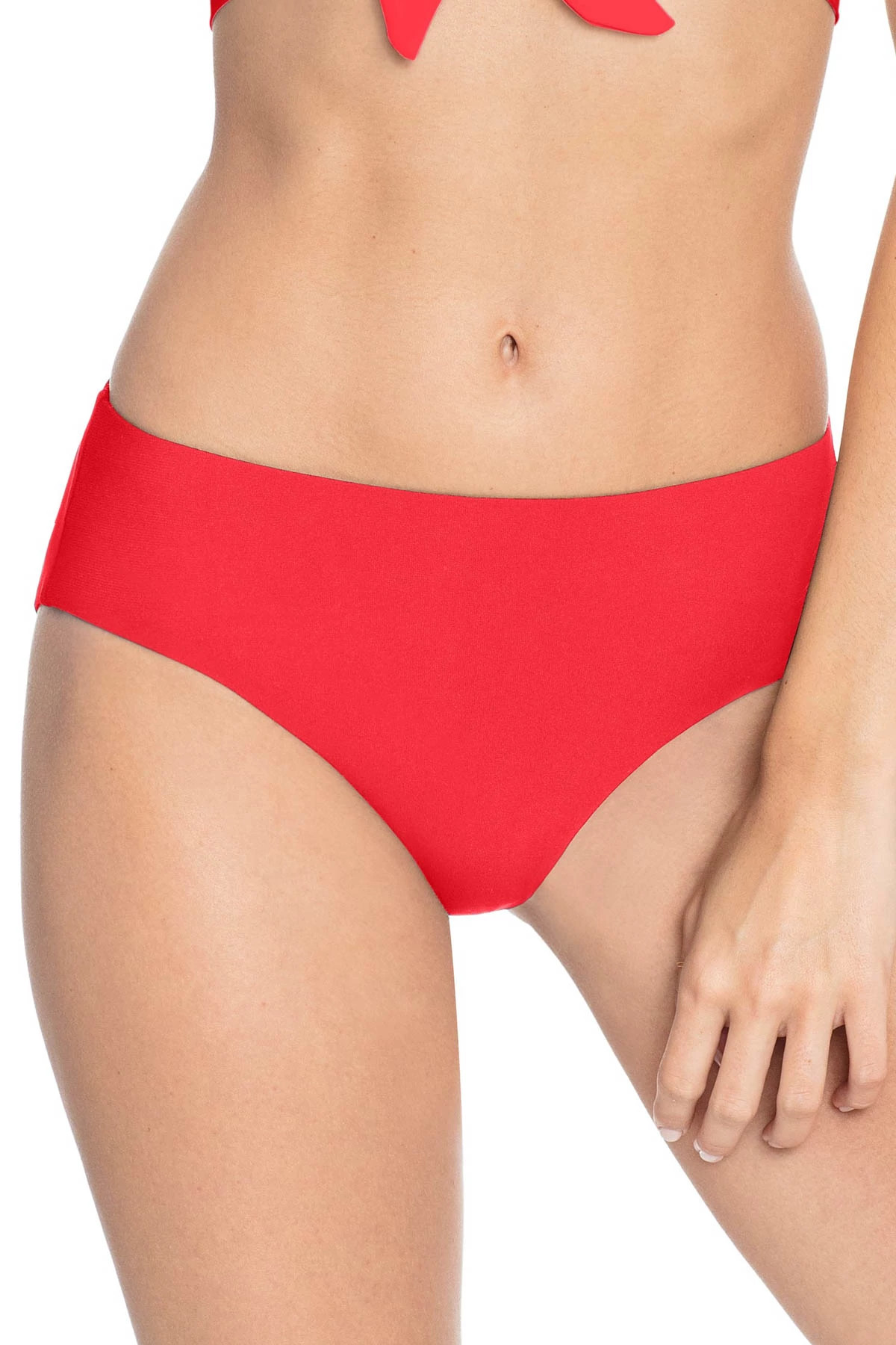 FIERY RED Mid-Rise Bikini Bottom image number 1