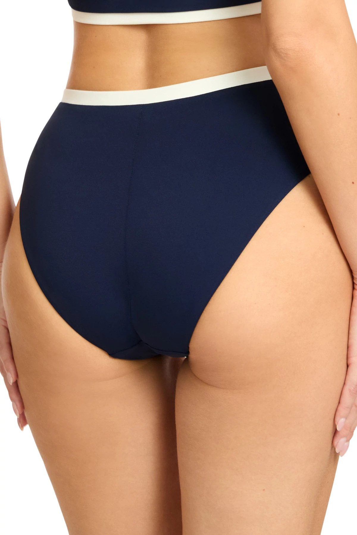 NAVY/CREAM High Waist Bikini Bottom image number 2