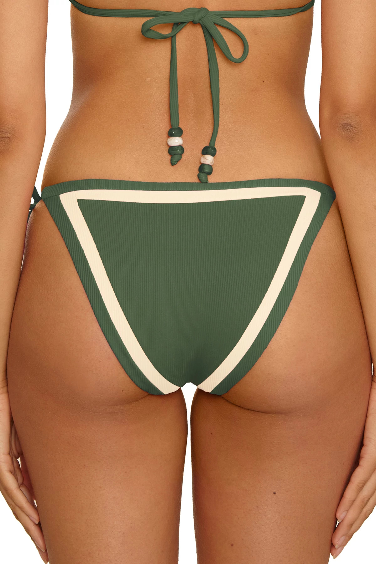 KELP/TAN Demi Ribbed Tie Side Bikini Bottom image number 2