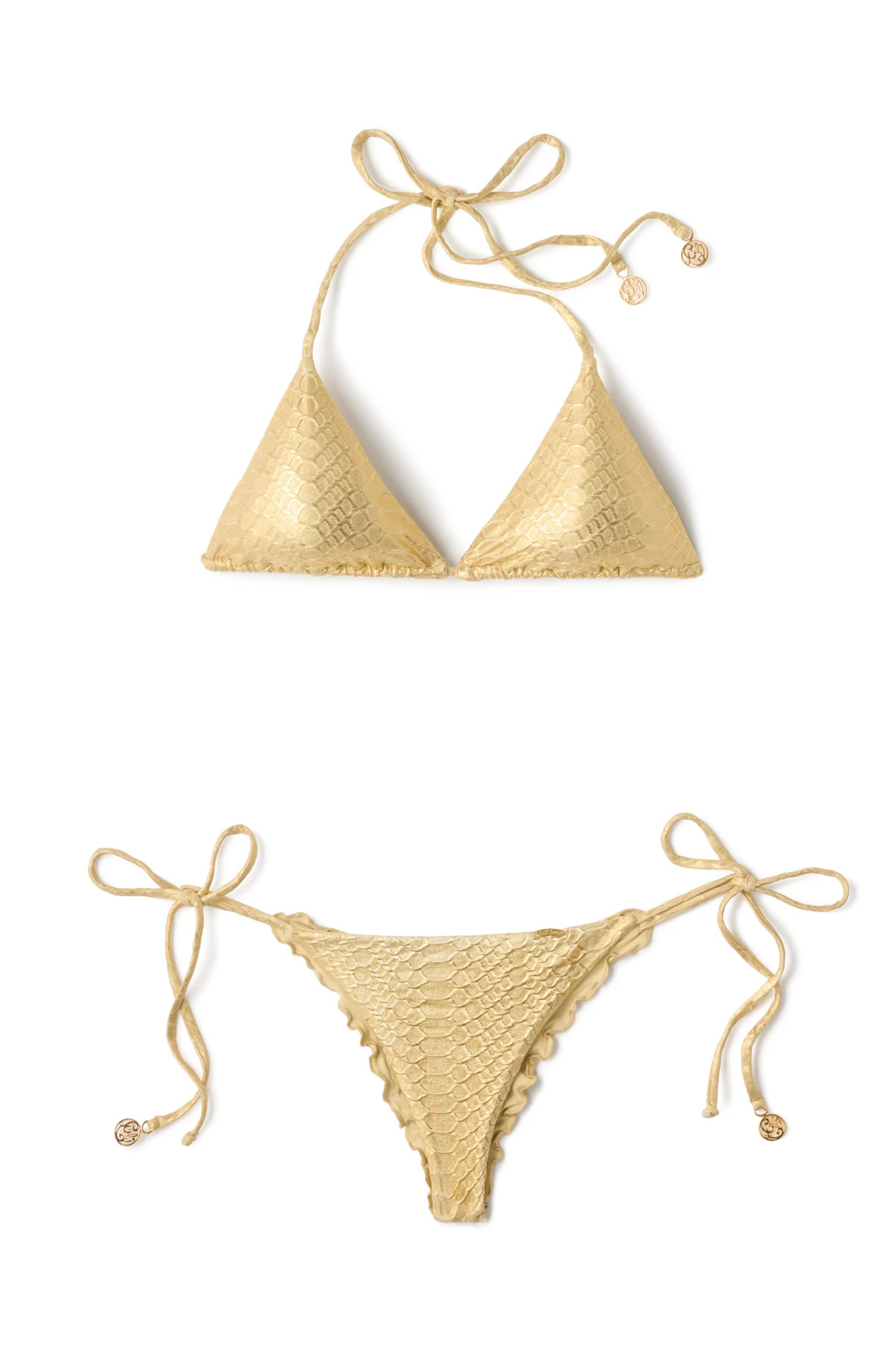 GOLD Medusa Brazilian Tie Side Bikini Bottom image number 3