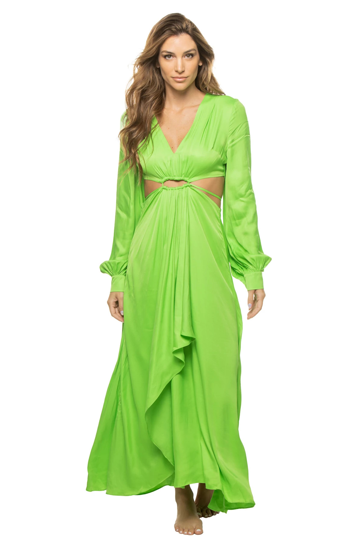 LIME GREEN Lime Cut Out Maxi Dress image number 1