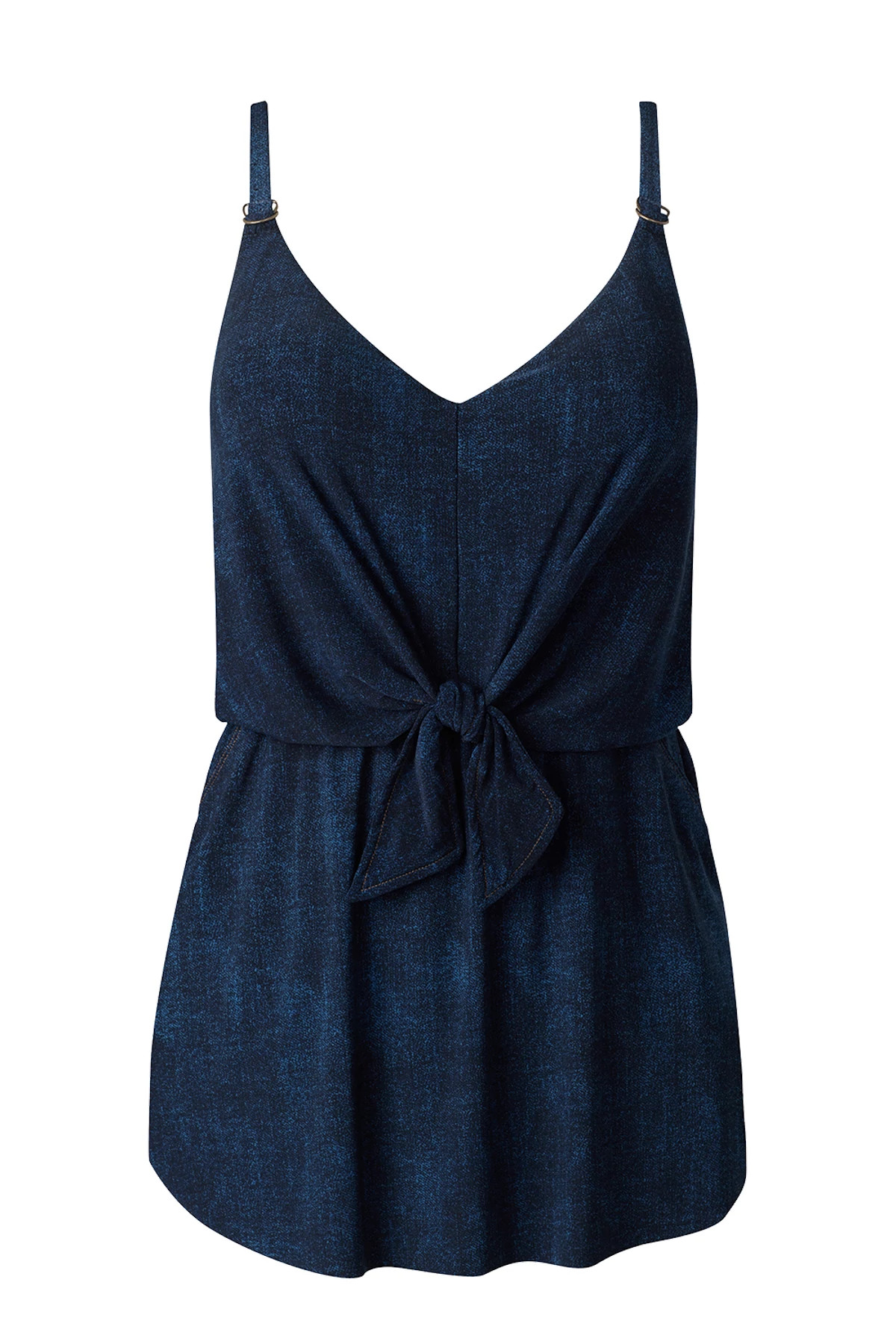 DENIM BLUE Kami Tie Front One Piece Swim Romper image number 5