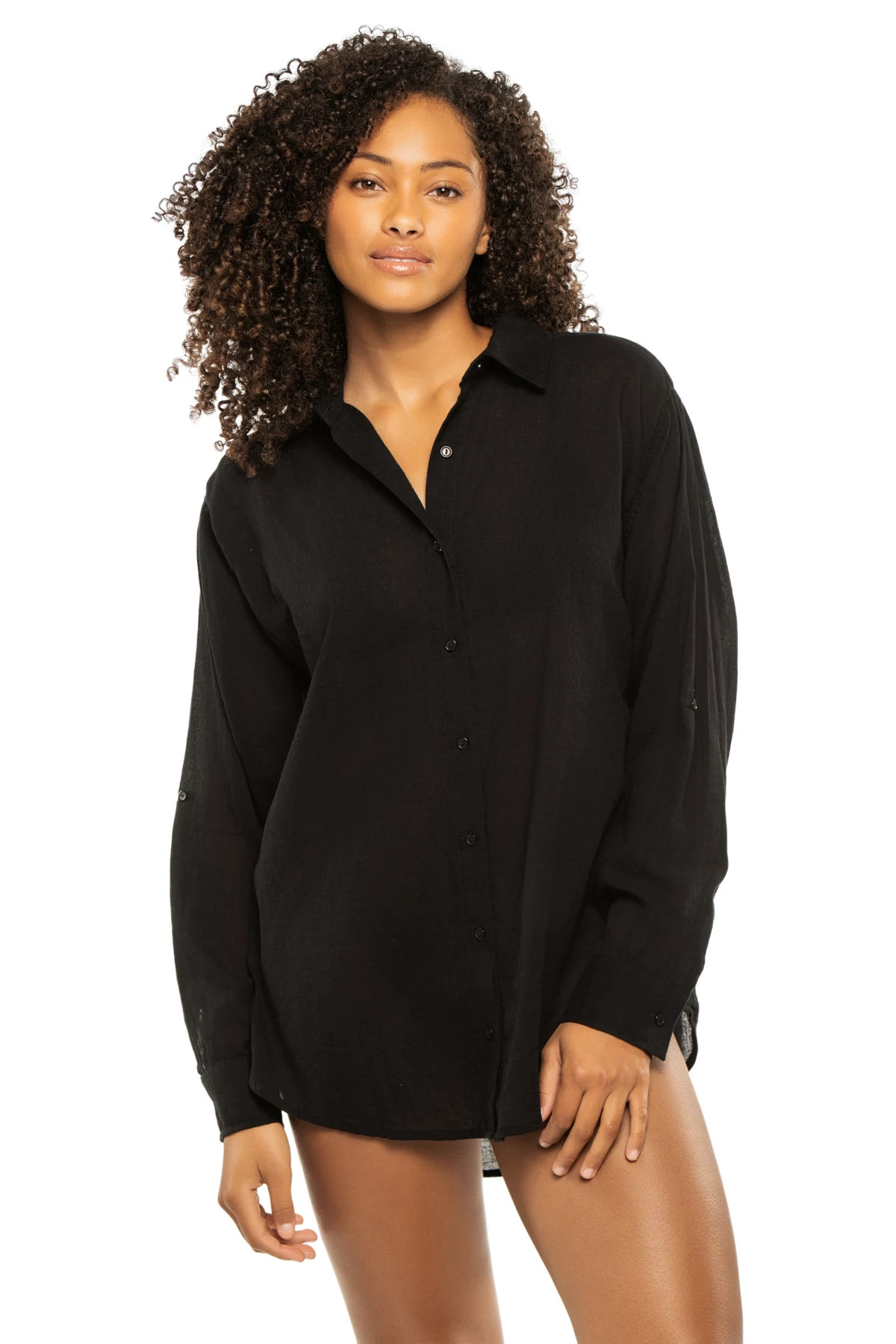 BLACK Graphic Shirt Dress image number 3