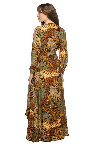 JUNGLE PRINT MOSS GREEN Kate Wrap Maxi Dress