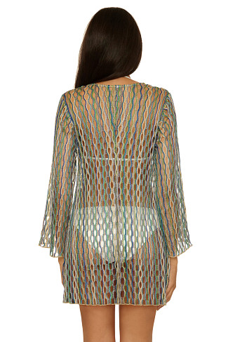 SKY BLUE MULTI Desert Dancer Open Weave Tunic Cover Up