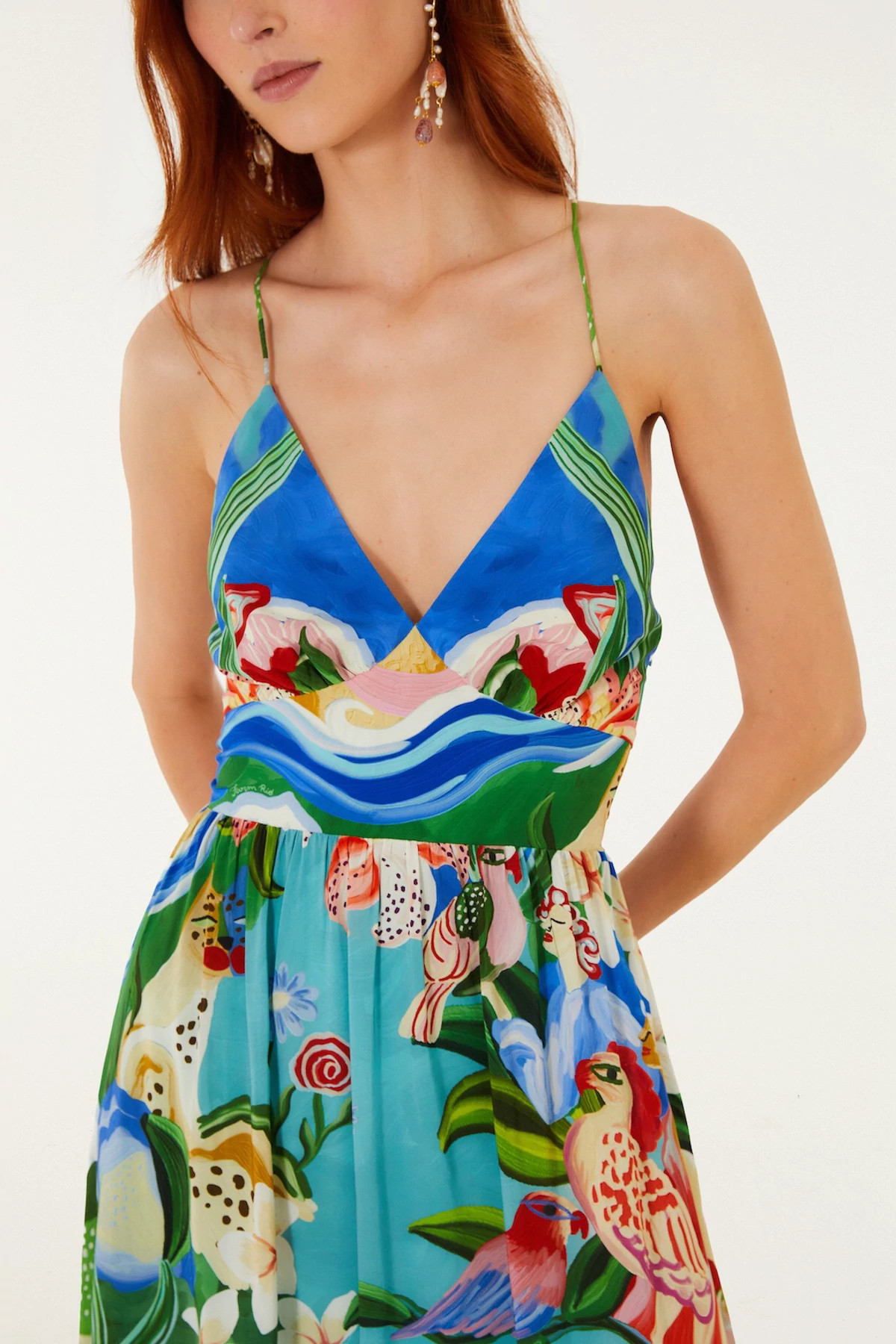 GARDEN OF LIFE MULTICOLOR Garden Of Life Plunge Midi Dress image number 4