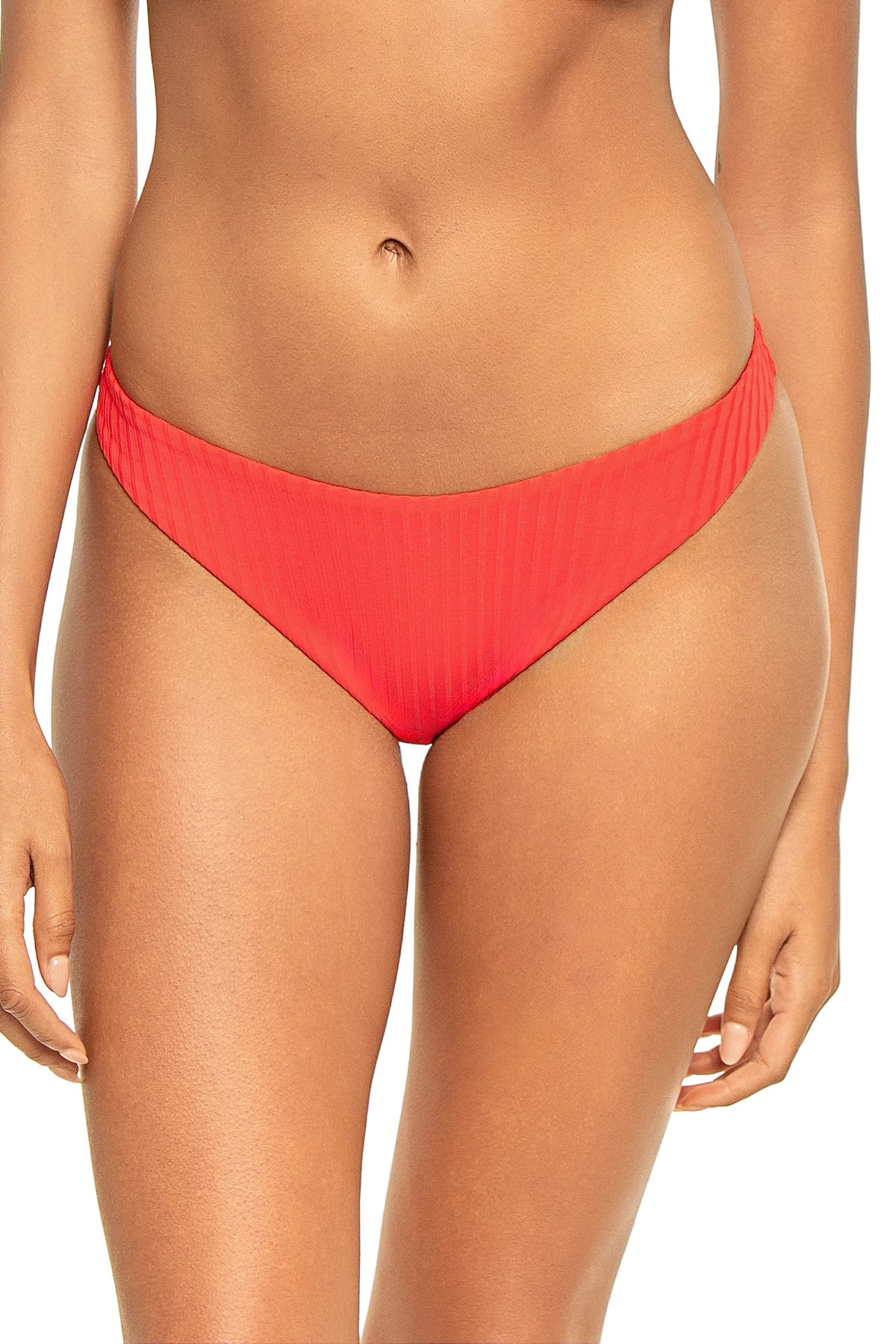 RED RIBBED Noto Ribbed Hipster Bikini Bottom image number 1