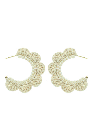 WHITE Crochet Scallop Hoop Earrings