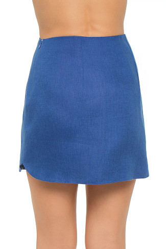 BLUE Linen High Rise Pleated Mini Skirt