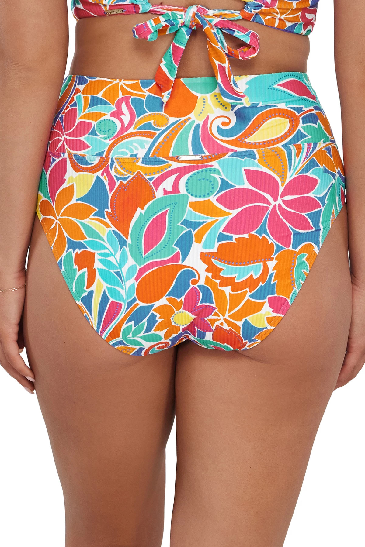 FESTIVE FLORAL SANDBAR RIB Hannah High Waist Bikini Bottom image number 4