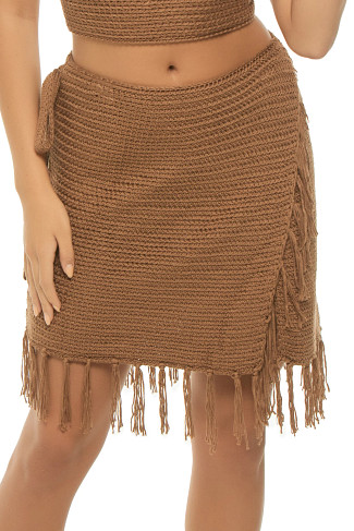 BROWN Crochet Mini Skirt