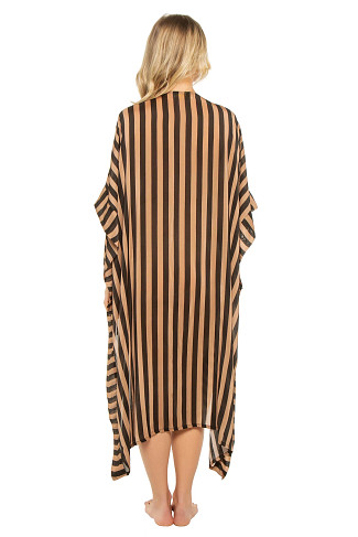 THICK STRIPE BLACK AND TAN Paulina Caftan