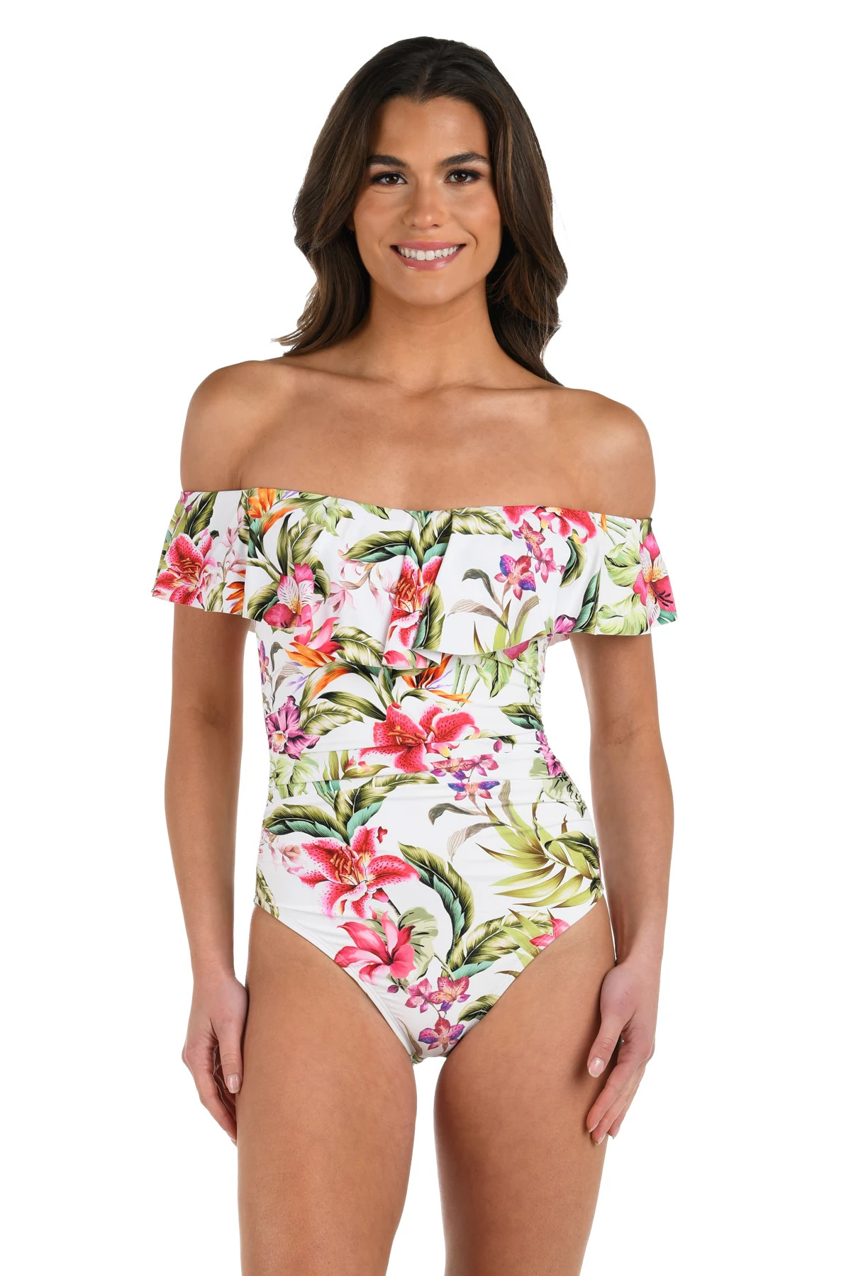 MULTI Polynesian Paradise Ruffle One Piece Swimsuit image number 1