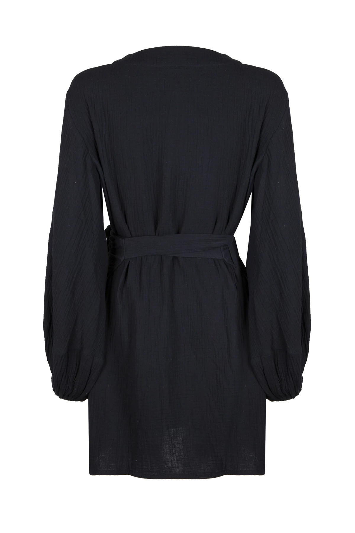 BLACK Emmie Long Sleeve Wrap Short Dress image number 4