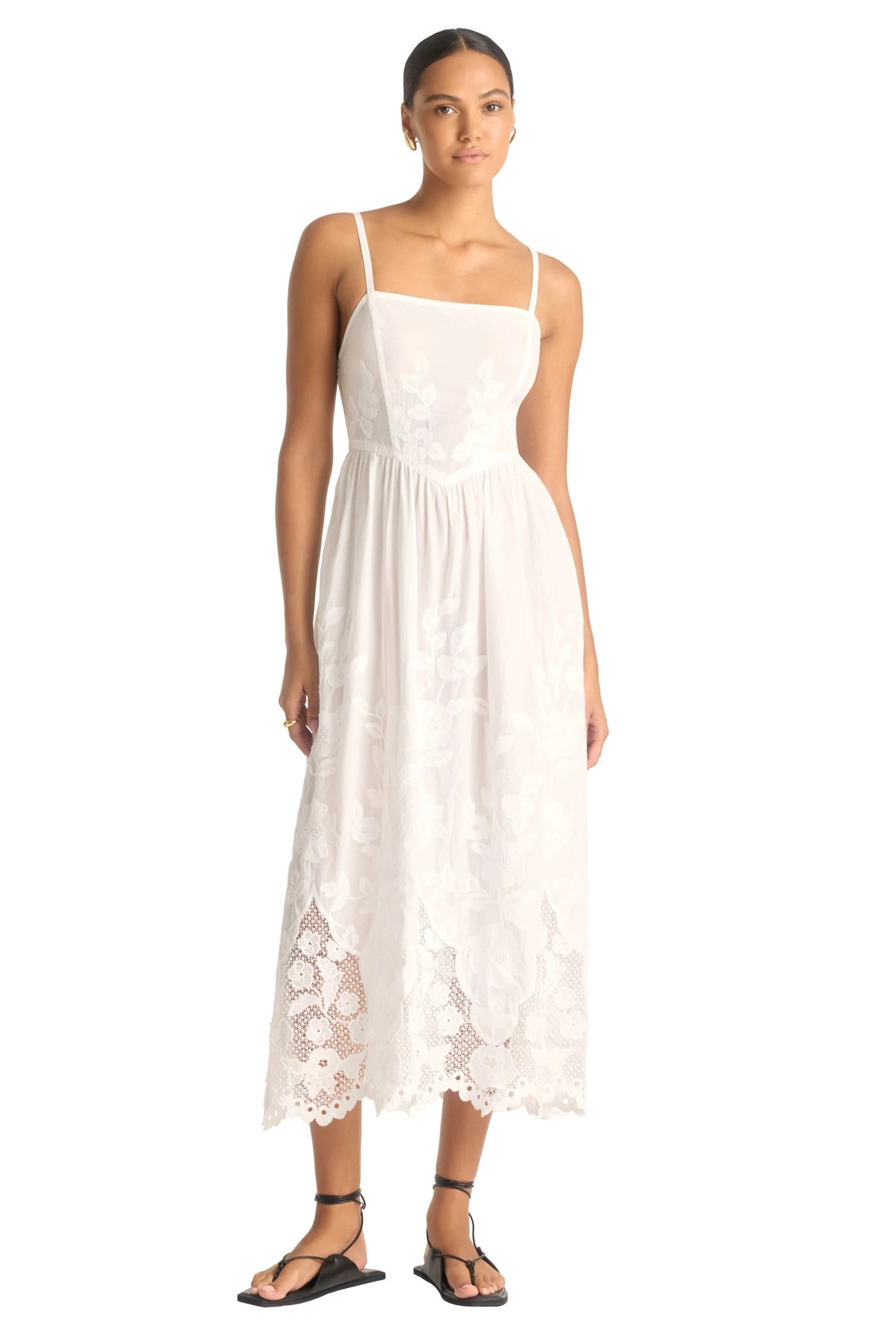 WHITE Flora Midi Dress image number 1