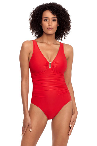 RED Square Ring One Piece Swimsuit