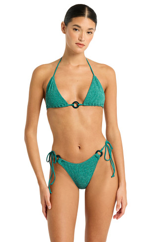 TEAL ANIMALIA LUREX Ingrid Ring Triangle Bikini Top