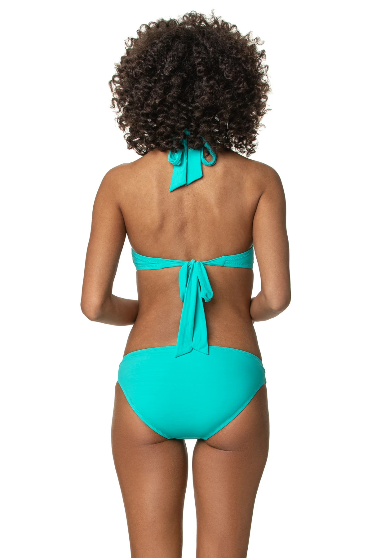 SEAFOAM AQUA Textured Ring Front Halter Bikini Top image number 2