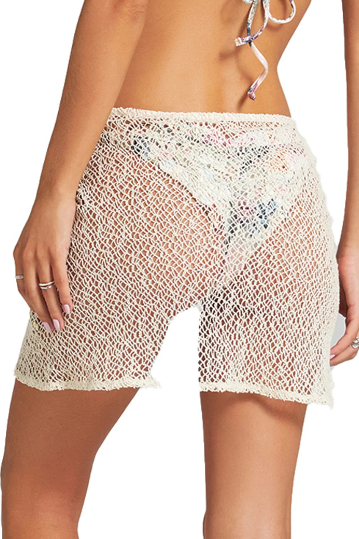 WHITE Crochet Short Sarong image number 2