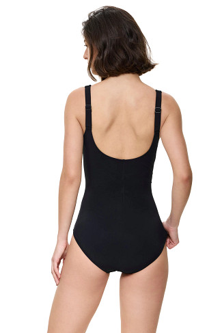 BLACK/WHITE/GOLD Luxe Allure Stripe One Piece Swimsuit