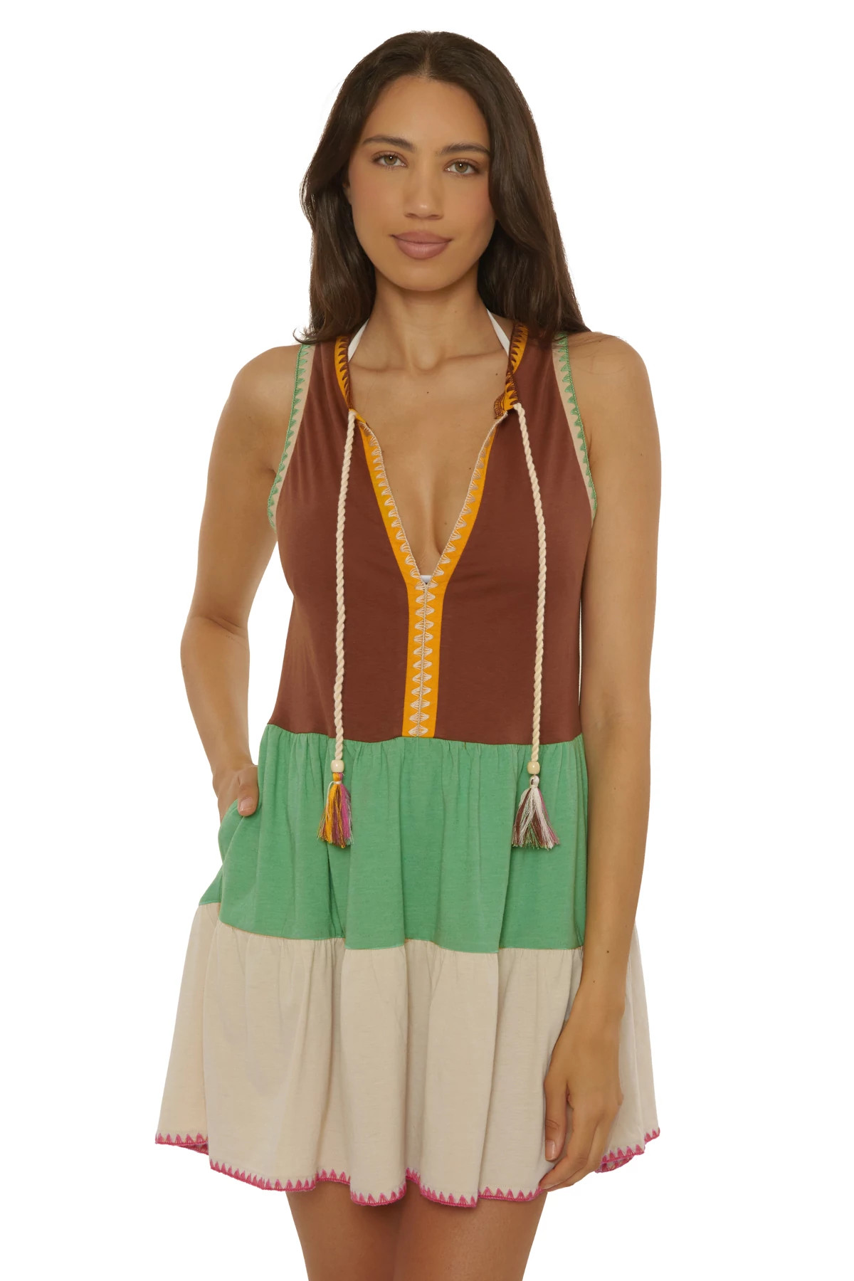 SEAGRASS Colorblock Mini Dress image number 1