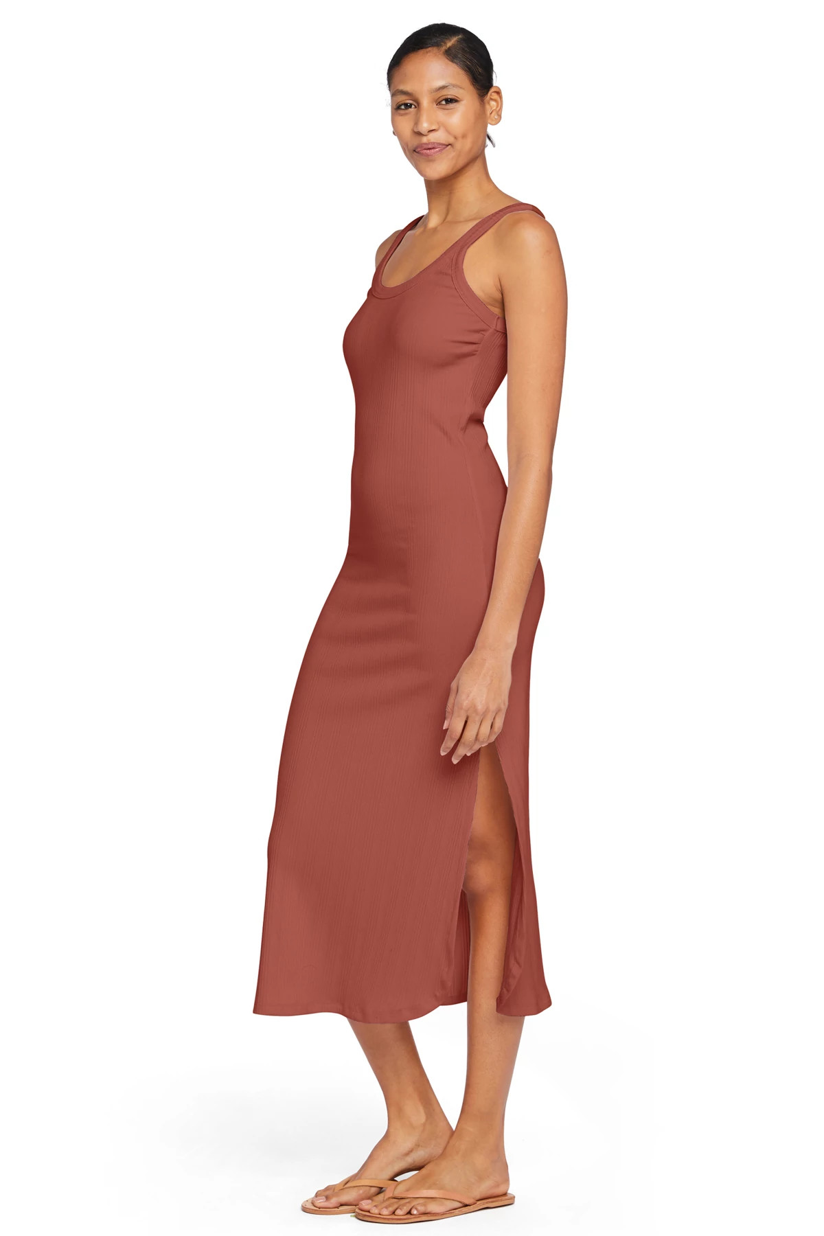 COPPER ORGANIC West Ribbed Midi Dress image number 1