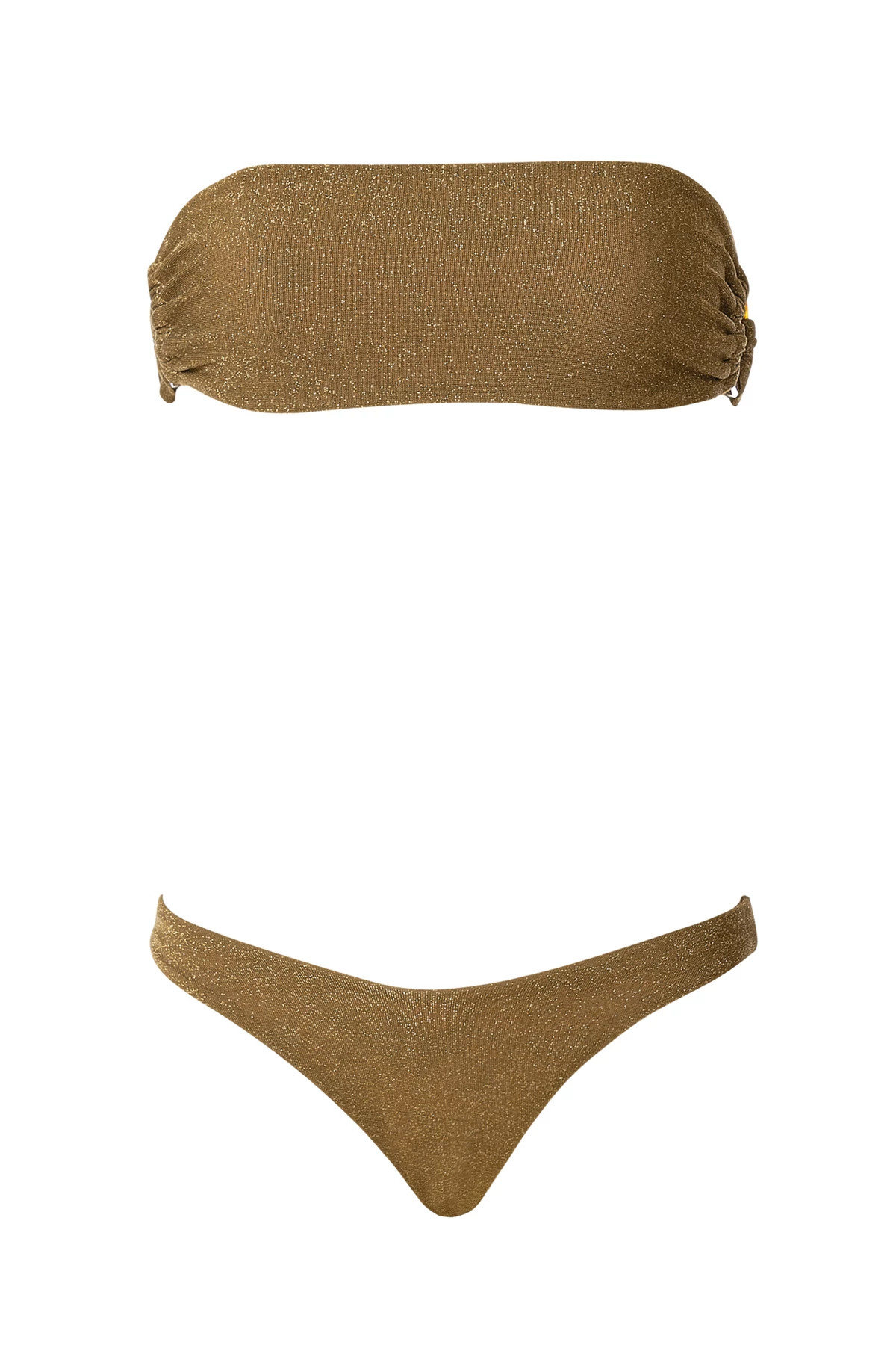 GOLD Reversible Metallic Bandeau Bikini Top image number 5