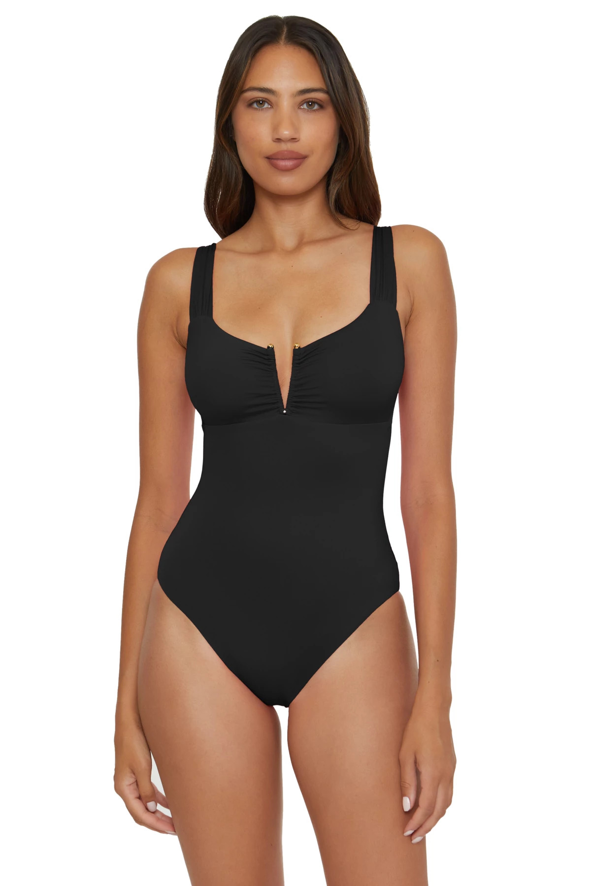 BLACK Viviana V-Front One Piece Swimsuit image number 1