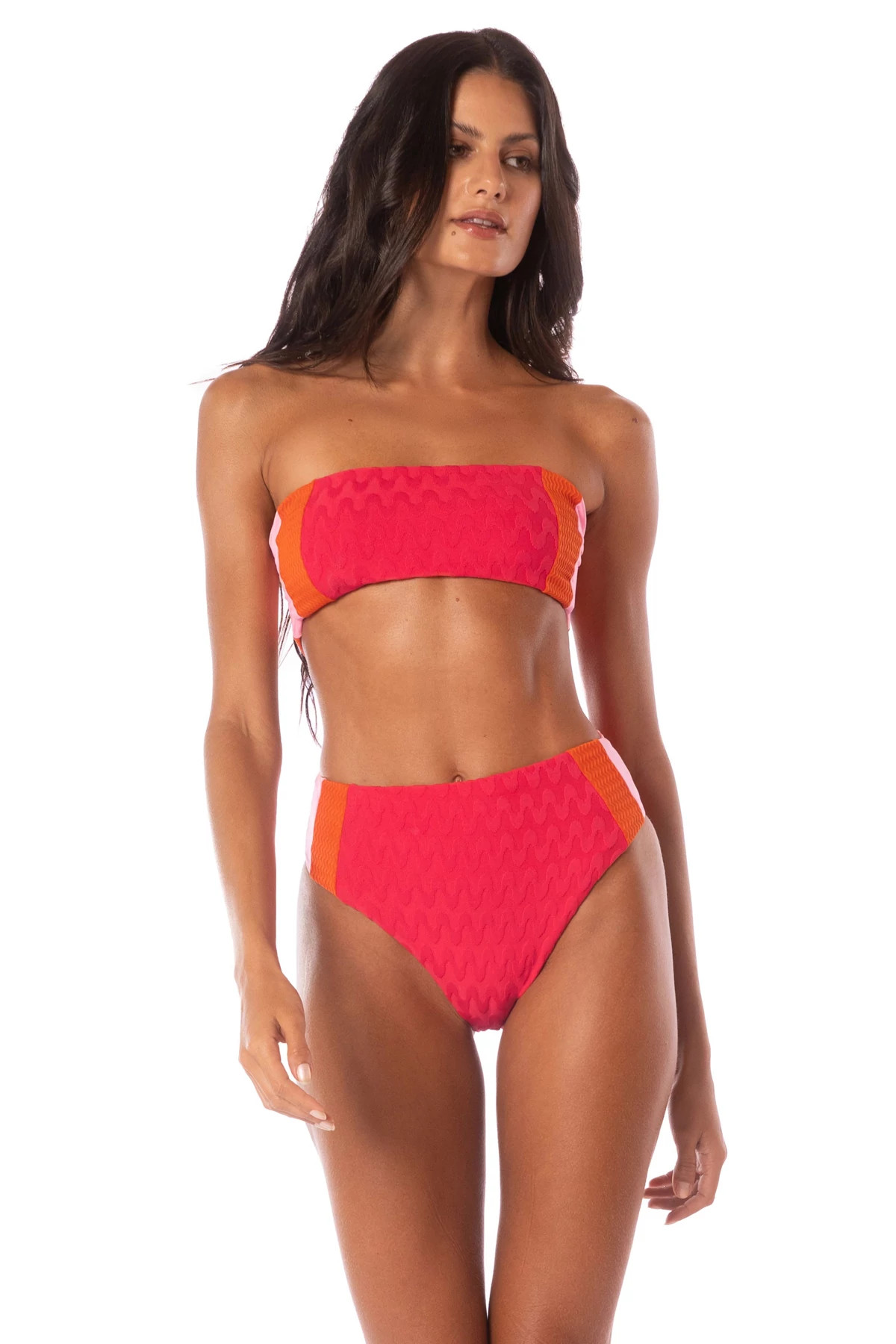 APPLE RED Nomad Reversible Bandeau Bikini Top image number 1