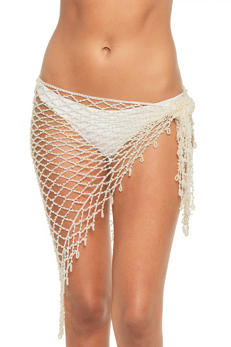 IVORY Faux Pearl Beaded Net Sarong