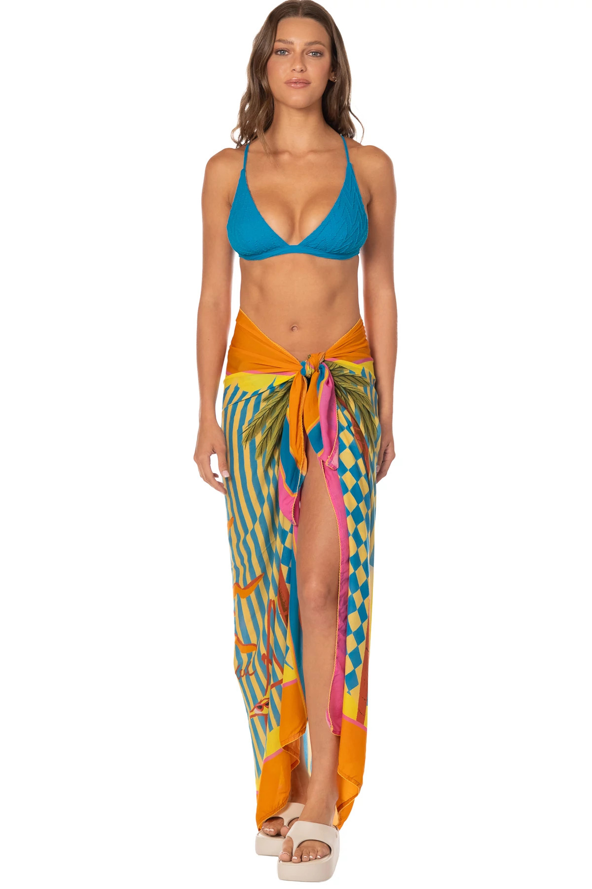 OPEN BLUE Isla Tropical Print Pareo image number 4